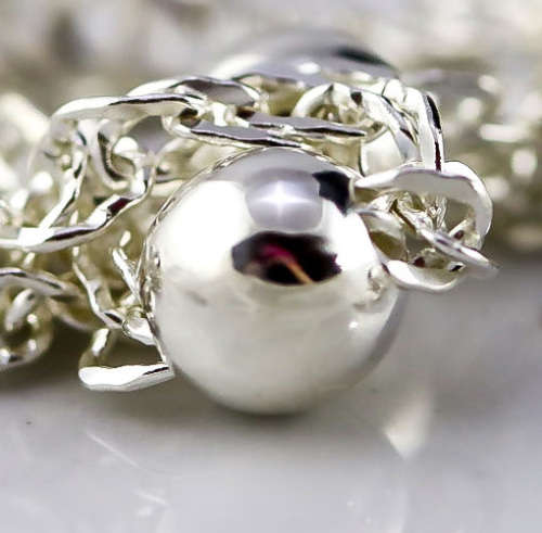 SPIGA LINK ITALIAN STERLING SILVER 925 CHAIN WITH SMALL, DECORATIVE BALLS. 546mm LONG