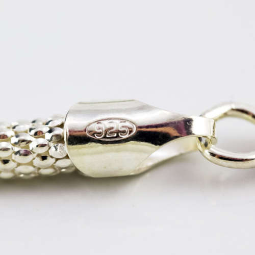 FABULOUS THICK TUBULAR FLAT CABLE 437mm STERLING SILVER NECKLACE. 925. POLISHED FACETS