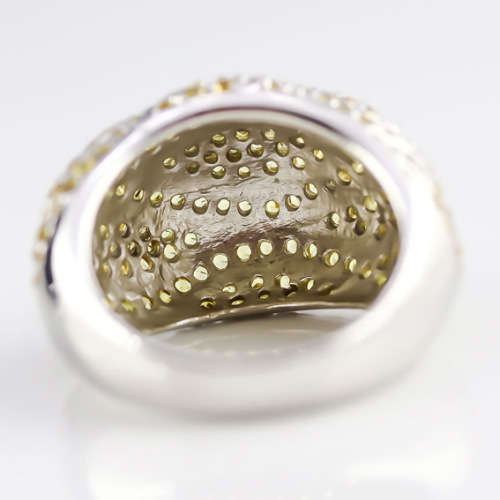 LARGE DRAMATIC, SHOWY DOMED REAL YELLOW SAPPHIRE  GEMSTONE SOLID STERLING SILVER RING. HEAVY 11,98g