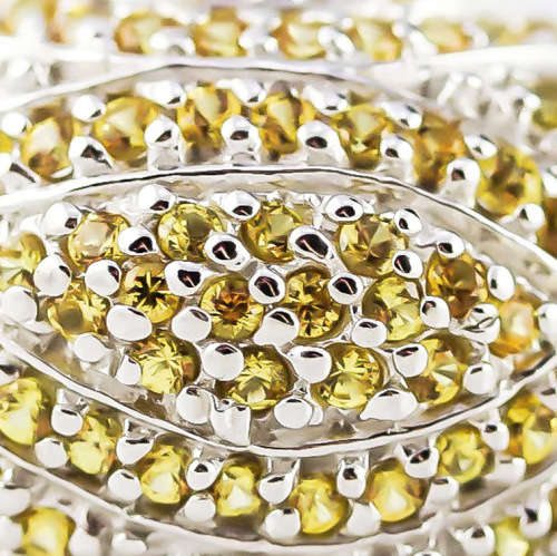 LARGE DRAMATIC, SHOWY DOMED REAL YELLOW SAPPHIRE  GEMSTONE SOLID STERLING SILVER RING. HEAVY 11,98g