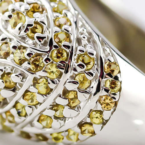 LARGE DRAMATIC, SHOWY DOMED REAL YELLOW SAPPHIRE  GEMSTONE SOLID STERLING SILVER RING. HEAVY 11,98g