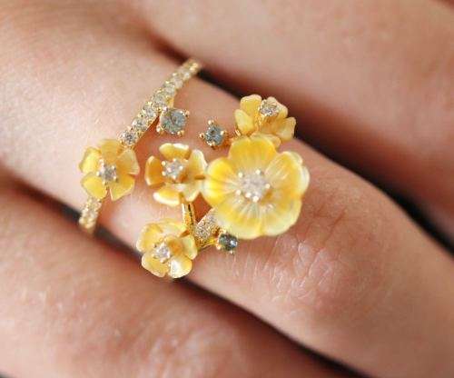 VERY PRETTY DOUBLE STRAND LARGE STERLING SILVER 925 RING GOLD HUE FINISH NATURAL TANZANITE GEMSTONES