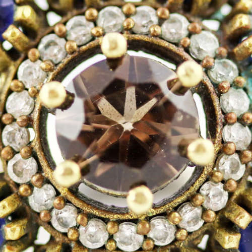 LARGE VINTAGE STERLING SILVER SMOKY QUARTZ AND BLUE SAPPHIRE RING, SLIGHTLY OXIDISED EFFECT. 925