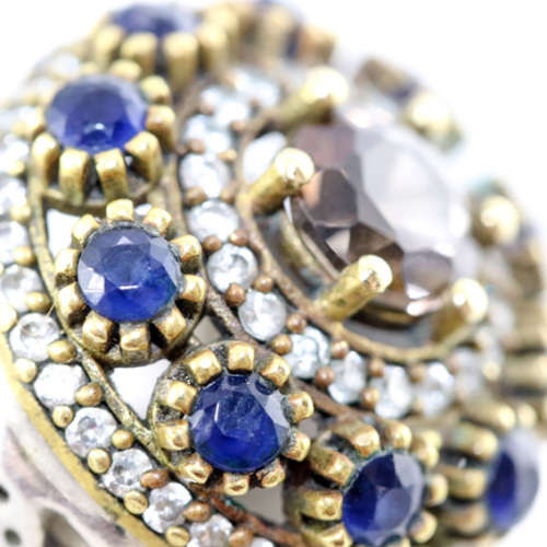 LARGE VINTAGE STERLING SILVER SMOKY QUARTZ AND BLUE SAPPHIRE RING, SLIGHTLY OXIDISED EFFECT. 925