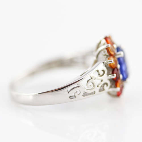 GORGEOUS BRIGHT CORNFLOWER BLUE KYANITE AND REAL SONGEA MINED SAPPHIRES SOLID STERLING SILVER RING