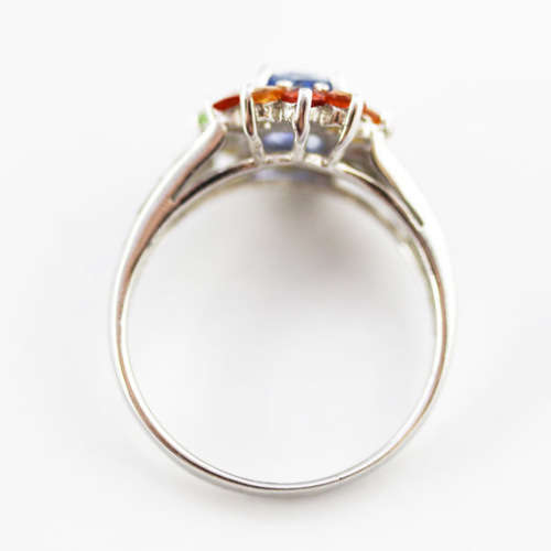 GORGEOUS BRIGHT CORNFLOWER BLUE KYANITE AND REAL SONGEA MINED SAPPHIRES SOLID STERLING SILVER RING