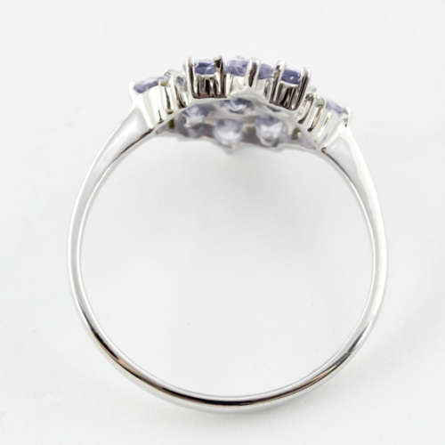 BEAUTIFUL ENGLISH VINTAGE TANZANITE DIAMOND 9CT WHITE GOLD RING GOOD CUT CLARITY. BIRMINGHAM ASSAY