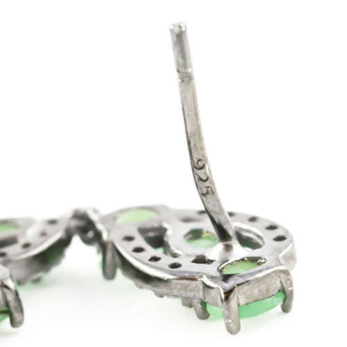 GORGEOUS NATURAL EMERALD GEMSTONE SOLID STERLING SILVER DROP and DANGLE EARRINGS. 925