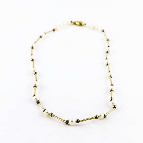 GORGEOUS FEMININE VINTAGE 9CT YELLOW GOLD REAL PEARL 43 cm NECKLACE
