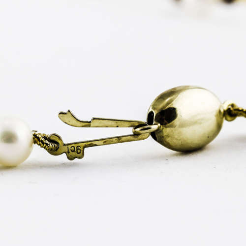 GORGEOUS FEMININE VINTAGE 9CT YELLOW GOLD REAL PEARL 43 cm NECKLACE