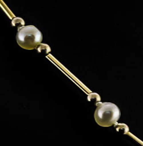 GORGEOUS FEMININE VINTAGE 9CT YELLOW GOLD REAL PEARL 43 cm NECKLACE
