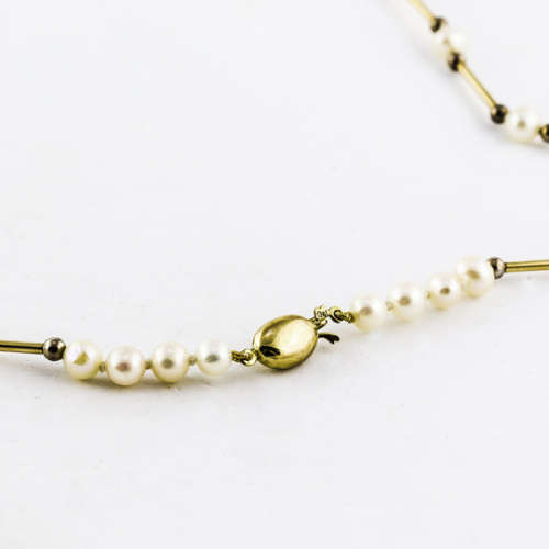 GORGEOUS FEMININE VINTAGE 9CT YELLOW GOLD REAL PEARL 43 cm NECKLACE