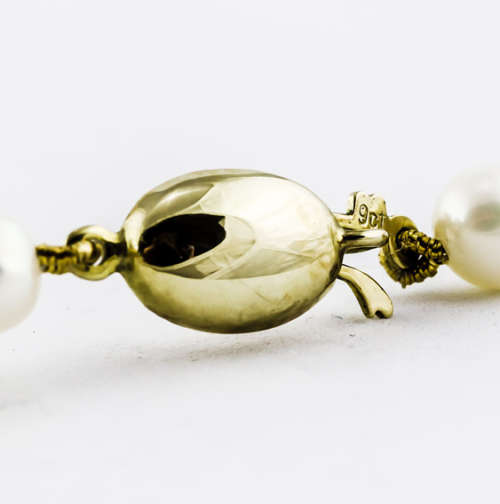 GORGEOUS FEMININE VINTAGE 9CT YELLOW GOLD REAL PEARL 43 cm NECKLACE