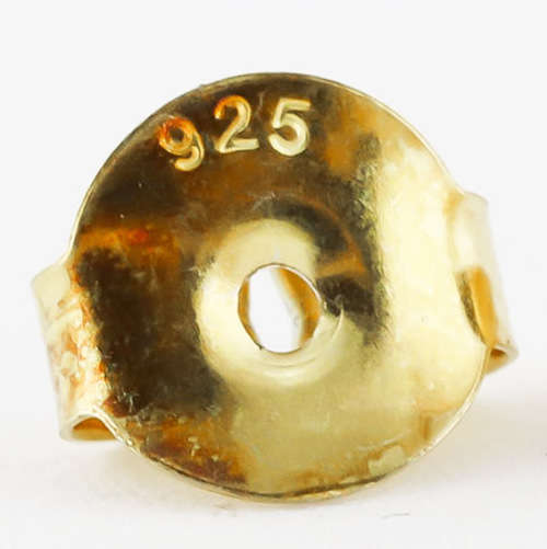 STUNNING MABÉ PEARL AND NATURAL TANZANITE STUD EARRINGS STERLING SILVER WITH A YELLOW GOLD FINISH