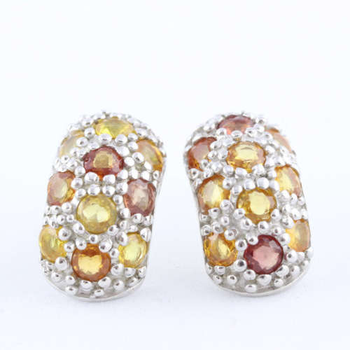 GORGEOUS NATURAL SONGEA MINED SAPPHIRE GEMSTONE STERLING SILVER STUD EARRINGS. 925