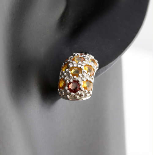 GORGEOUS NATURAL SONGEA MINED SAPPHIRE GEMSTONE STERLING SILVER STUD EARRINGS. 925