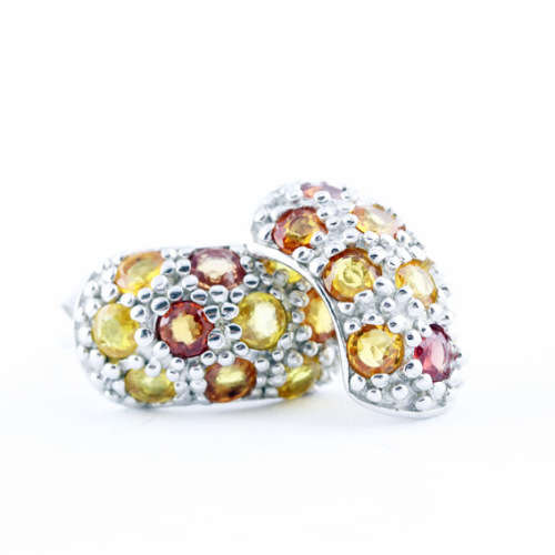 GORGEOUS NATURAL SONGEA MINED SAPPHIRE GEMSTONE STERLING SILVER STUD EARRINGS. 925