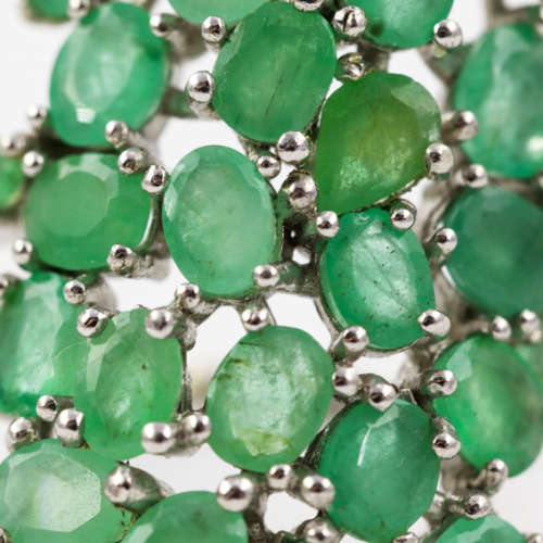 LARGE, LONG, UNHEATED NATURAL GREEN EMERALD SOLID STERLING SILVER RING