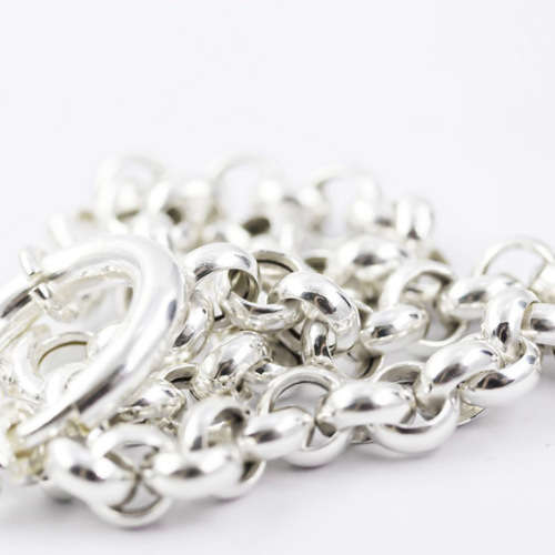CLASSIC BELCHER (ROLO) LINK CHAIN ITALIAN STERLING SILVER BRACELET. 925. ITALY