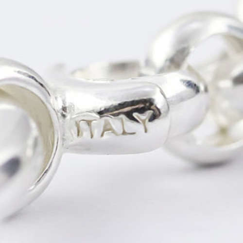 CLASSIC BELCHER (ROLO) LINK CHAIN ITALIAN STERLING SILVER BRACELET. 925. ITALY