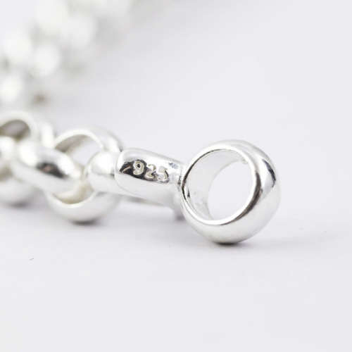 CLASSIC BELCHER (ROLO) LINK CHAIN ITALIAN STERLING SILVER BRACELET. 925. ITALY