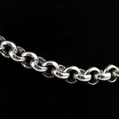 CLASSIC BELCHER (ROLO) LINK CHAIN ITALIAN STERLING SILVER BRACELET. 925. ITALY