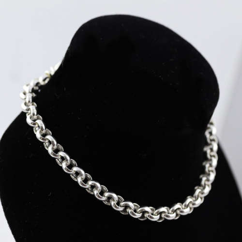 CLASSIC BELCHER (ROLO) LINK CHAIN ITALIAN STERLING SILVER BRACELET. 925. ITALY