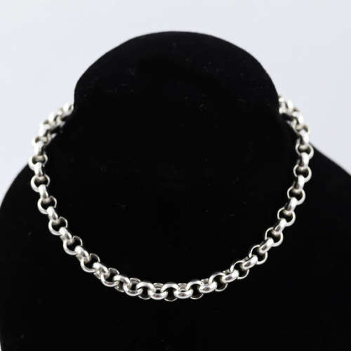 CLASSIC BELCHER (ROLO) LINK CHAIN ITALIAN STERLING SILVER BRACELET. 925. ITALY