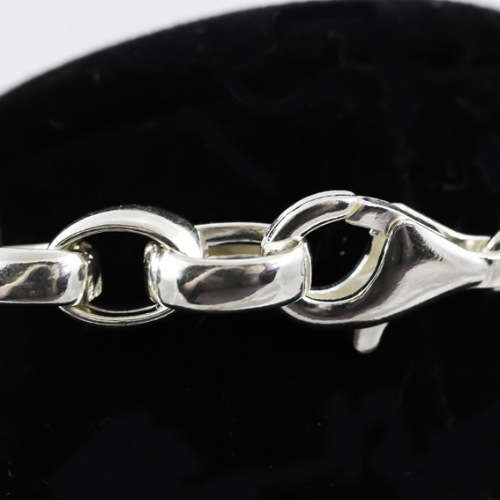 LARGE OPEN LINK 25CM ITALIAN STERLING SILVER BRACELET WITH ALTERNATING ORGANIC SHAPE LINKS