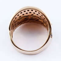 STRIKING  ELECTRIC BLUE APATITE AND BLUE SPINEL GEMSTONE ROSE GOLD-HUED STERLING SILVER RING. 925.