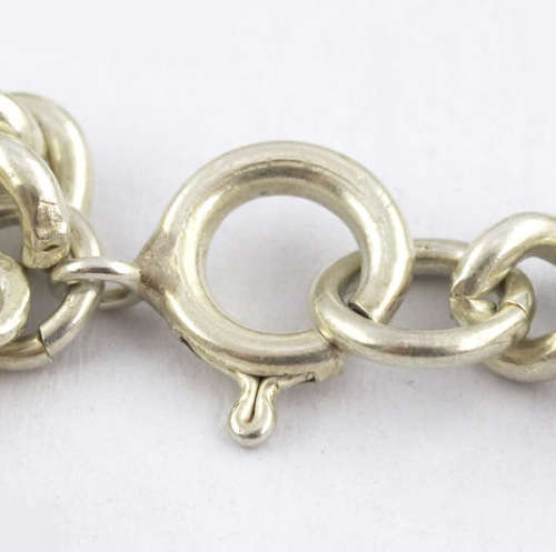 HEAVY VINTAGE HANDCRAFTED SOLID STERLING SILVER CHARM BRACELET WITH 7 CHARMS