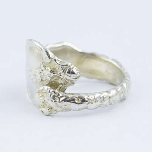 COLLECTABLE FLORAL VINTAGE `TEASPOON` STERLING SILVER RING. 925