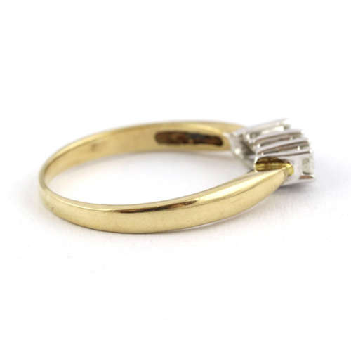 DIAMOND TRILOGY 9CT YELLOW AND WHITE GOLD RING. 375. *JEWELLER`S EVALUATION R18`000*