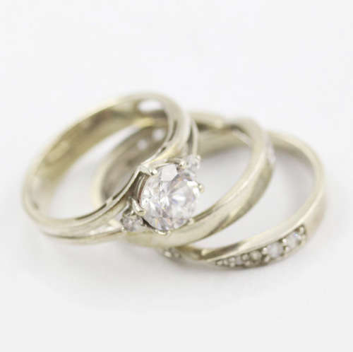 VINTAGE CUBIC ZIRCONIA STERLING SILVER STACKABLE RINGS. BEAUTIFULLY CRAFTED. 925.