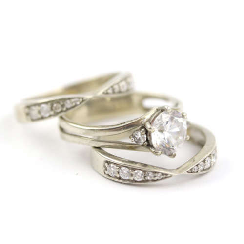 VINTAGE CUBIC ZIRCONIA STERLING SILVER STACKABLE RINGS. BEAUTIFULLY CRAFTED. 925.