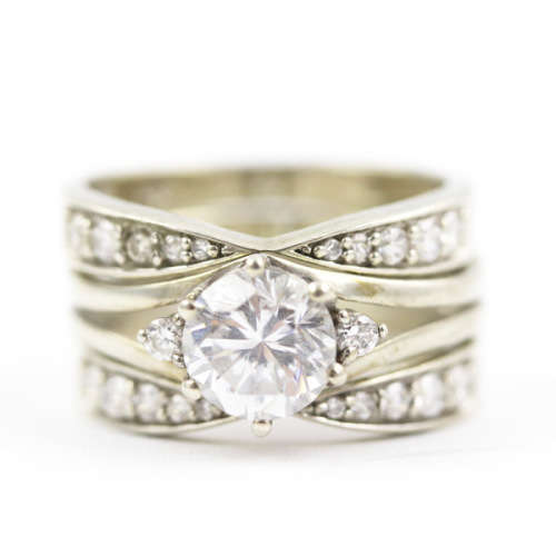 VINTAGE CUBIC ZIRCONIA STERLING SILVER STACKABLE RINGS. BEAUTIFULLY CRAFTED. 925.