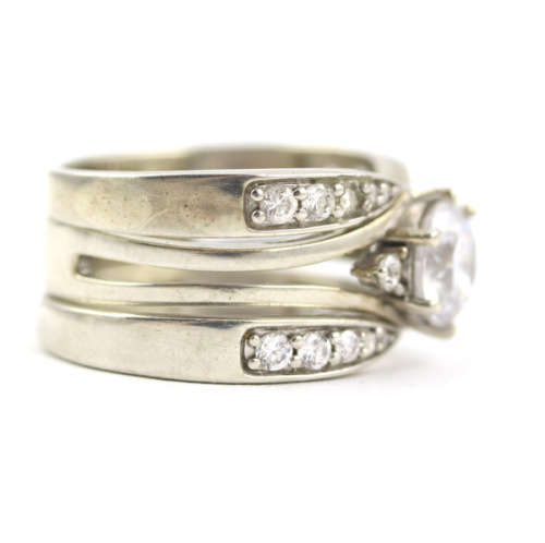 VINTAGE CUBIC ZIRCONIA STERLING SILVER STACKABLE RINGS. BEAUTIFULLY CRAFTED. 925.