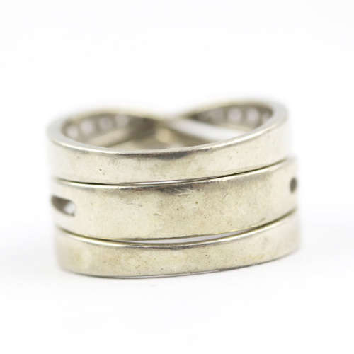 VINTAGE CUBIC ZIRCONIA STERLING SILVER STACKABLE RINGS. BEAUTIFULLY CRAFTED. 925.