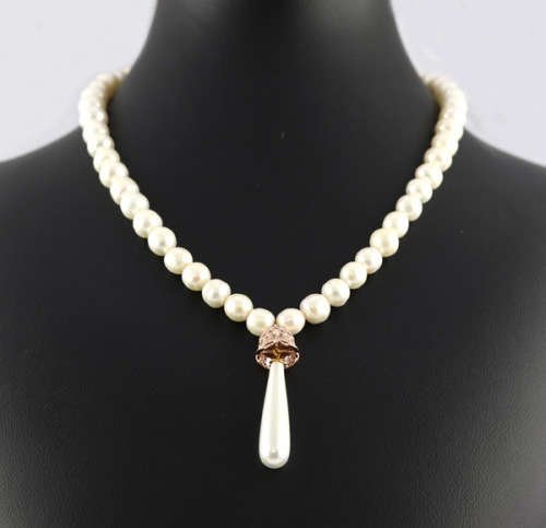 38CM NATURAL BAROQUE PEARL NECKLACE ROSE GOLD-HUED STERLING SILVER