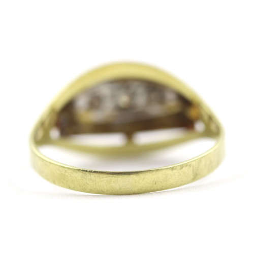 UNUSUAL ENGLISH VINTAGE DIAMOND TRILOGY 14CT YELLOW GOLD RING WITH JEWELLER EVALUATION R10`000
