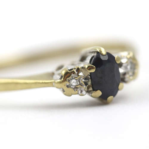 DAINTY OVAL SAPPHIRE AND DIAMOND 9CT YELLOW AND WHITE GOLD RING. * JEWELLER EVALUATION R12`000 *