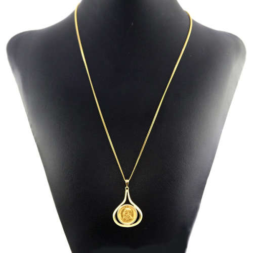 COLLECTABLE VINTAGE 1/10th KRUGERRAND PENDANT ON 52CM CURB CHAIN. 9K * JEWELLER EVALUATION R22`000 *