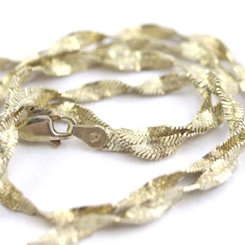 VINTAGE 51CM ITALIAN SOLID STERLING SILVER TWISTED SNAKE LINK CHAIN. 925