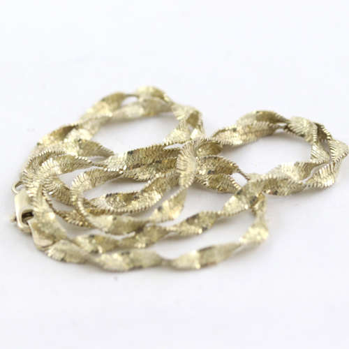 VINTAGE 51CM ITALIAN SOLID STERLING SILVER TWISTED SNAKE LINK CHAIN. 925