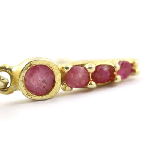 NATURAL RUBY GEMSTONE AND BAROQUE PEARL DROP AND DANGLE EARRINGS GOLD-HUE STERLING SILVER