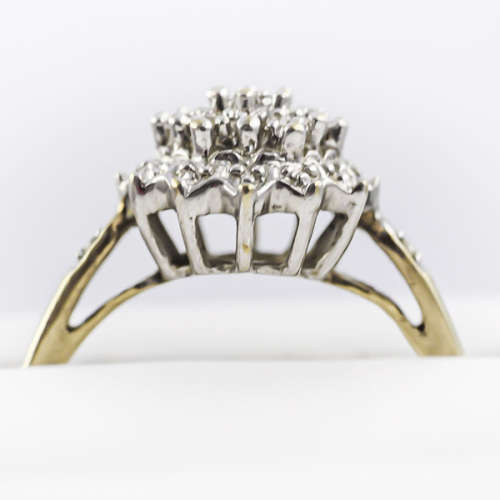 `SNOWFLAKE` DIAMOND CLUSTER 9CT YELLOW AND WHITE GOLD RING. * JEWELLER EVALUATION R12`800 *