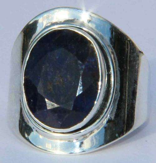 STUNNING AUTHENTIC LARGE SAPPHIRE RING IN STERLING SILVER 925!! Size 9