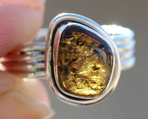 UNUSUAL PIETERSITE GEMSTONE RING SET IN STERLING SILVER