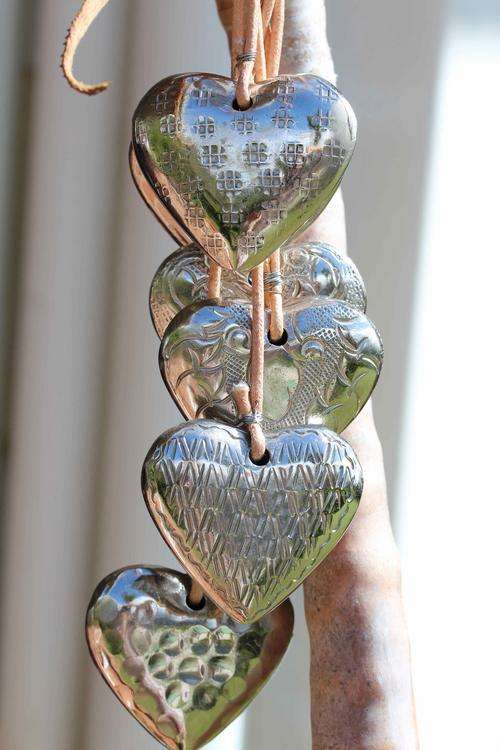 SILVER HEARTS - A WHOLE CLUSTER OF BEAUTIFUL LARGE HEARTS TO HANG ON WALL OR FROM CEILING!!!