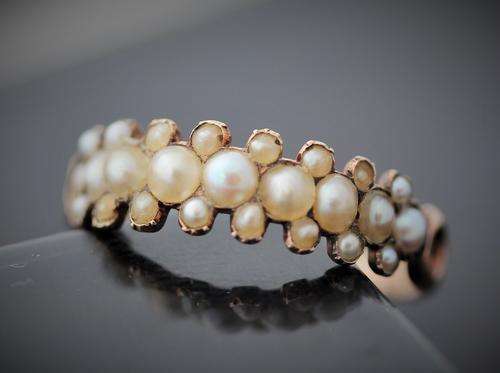 ANTIQUE 19th CENTURY REAL PEARL RING. BEAUTIFUL! 9ct GOLD